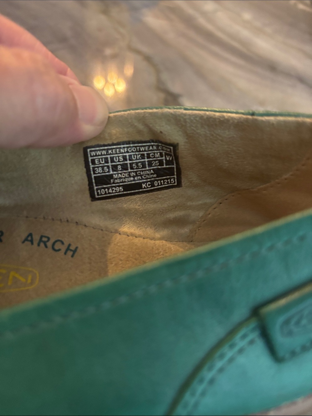 KEEN Teal Green Slip-On Flats with Elastic Cross Straps - Picture 7 of 9